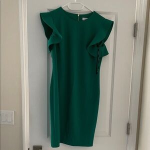 Calvin Klein Classic Emerald Ruffle Sleeve Dress